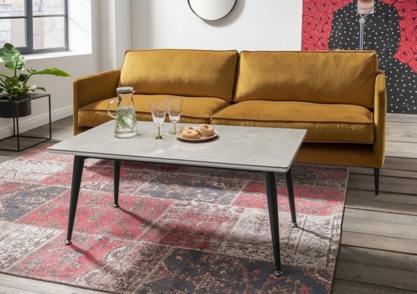 Couchtisch >2120-38< in Keramik Hochglanz grau Marmoriert - 110x42x60 (BxHxT) Bild 3