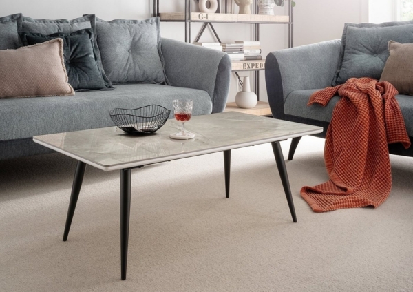 Couchtisch >2120-38< in Keramik Hochglanz grau Marmoriert - 110x42x60 (BxHxT) Bild 5