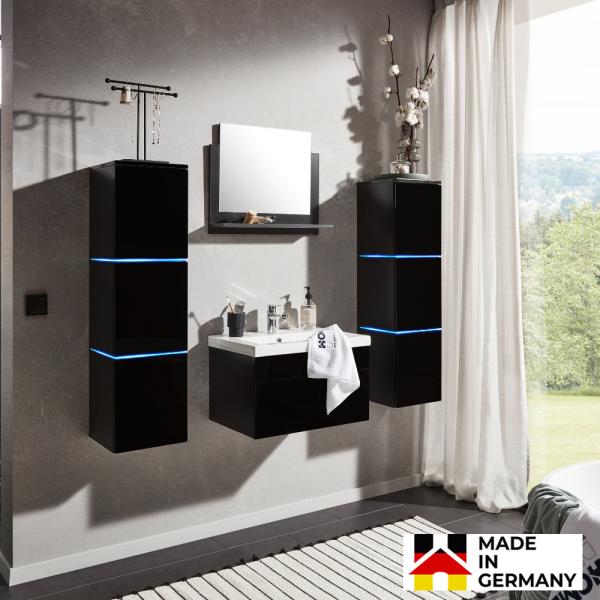 HOME DELUXE 'WANGEROOGE - XL' Badmöbel-Set mit LED-Beleuchtung, schwarz