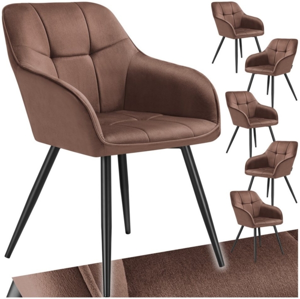 tectake Esszimmerstuhl Stuhl Marilyn, Samtoptik, gesteppt (Set, 6 St), Extra weicher Samtbezug mit elegantem Steppmuster