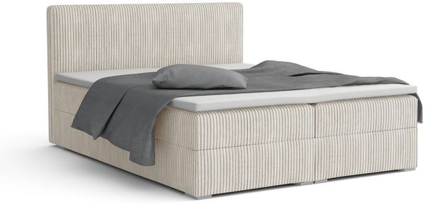 Deine Möbel 24 Boxspringbett LON IV Boxspring Komplettbett Polsterbett Bonellfederkernmatratzen (Cord Beige Creme Grau Dunkelgrau Graphit Schwarz, 3-St, Boxbett Cord Cord-Samt 140x200 160x200 180x200 200x200), inkl. Bettkasten Topper Matratzen H3 H4