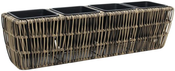 TrendLine Polyrattan Pflanztopf mit 4 Einsätzen 57 x 16 x 15 cm braun