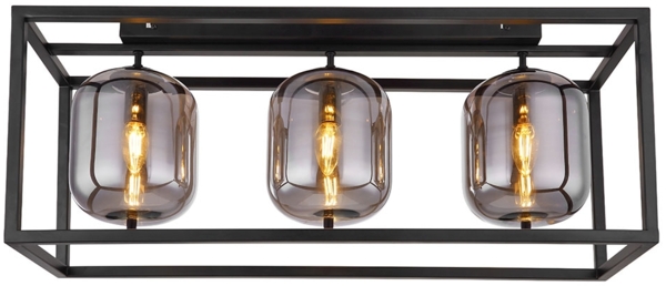Deckenleuchte, schwarz, Glas rauch, L 77 cm