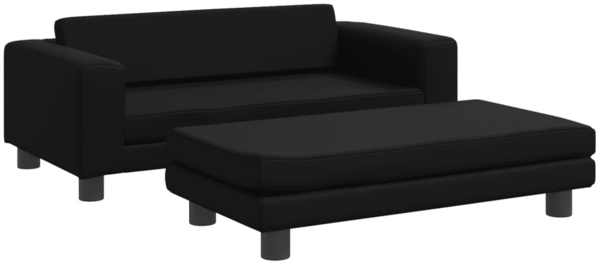vidaXL Kindersofa mit Hocker Schwarz 100x50x30 cm Kunstleder 3196414