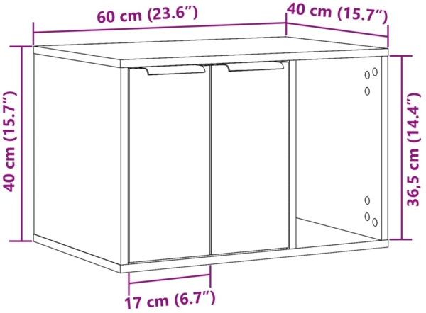 vidaXL Katzenklo Räuchereiche 60x40x40 cm Holzwerkstoff 857728 Bild 10