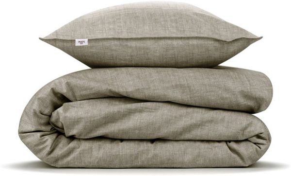 Zo! Home Flanell Bettwäsche 155x220 Flanella di Lino Khaki Beige uni Melange Bild 4