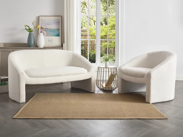 Vente-unique - OSSANA Sofa and armchair set Stoff Weiß - B 74 cm x H 74 cm x L 137 cm83 cm