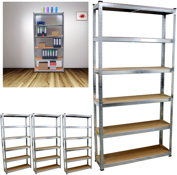 TRUTZHOLM Schwerlastregal 4er Set 200x100x30 cm verzinkt 900 kg mit 6 Böden