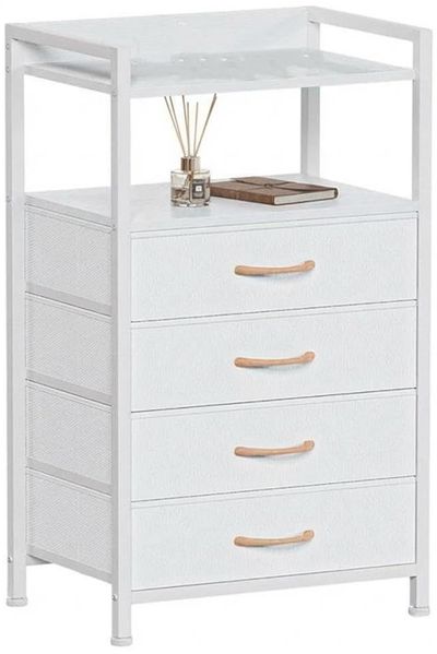 GarveeLife Kommode Schrank 4 Stoffschubladen Aufbewahrungsschrank Für Schlafzimmer Wohnzimmer Flur, Komodenschrank Schubladenschrank, 41 x 29 x 83.5Cm