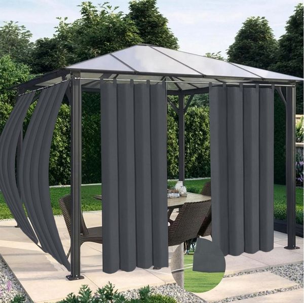 BTTO V&G Outdoorvorhang Balkon Vorhänge Gardine Wasserdicht & Winddicht (2 St), Lichtschutz, Aufhängung mit Laschen,Verstärkte Stangentasche unten