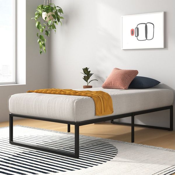ZINUS Bettgestell Lorelei, moderner Bettrahmen mit integriertem Lattenrost, Gästebett (Packung, 1-tlg, Metallbett, Schwarz, 90x200 cm), Kinderleichter Aufbau, EcoFriendly Packaging, ohne Matratze