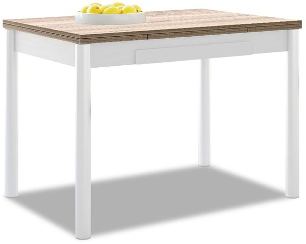 ASTIMESA Ausziehbarer Küchentisch, weiße Struktur, laminierte Oberfläche, Amundsen, ideal für kleine Räume, Maße: 90x50 cm, ausziehbar 140x50 cm