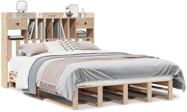 vidaXL Massivholzbett mit Regal ohne Matratze 150x200 cm Kiefernholz