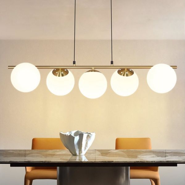 Nettlife Pendelleuchte Schwarz Glas Hängelampe E27 5-Flammig 150CM, Höhenverstellbar, LED wechselbar, für Esszimmer Wohnzimmer Bartheke