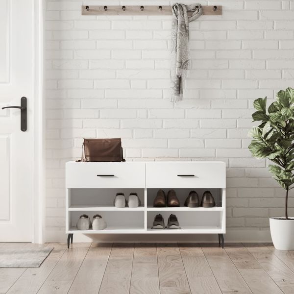 vidaXL Schuhbank Hochglanz-Weiß 102x35x55 cm Holzwerkstoff 829758