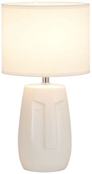 FISCHER & HONSEL LED Tischleuchte, Leuchtmittel inklusive, Warmweiß, LED Tischlampe Leseleuchte Keramik Stoff weiß E14 H 39 cm