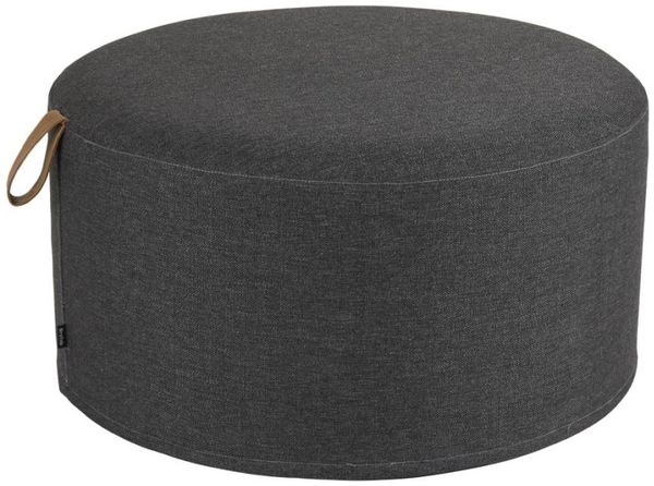 Pouf Kotte aus Olefin Stoff 80 cm, Anthrazit, 80 x 80 x 40 cm