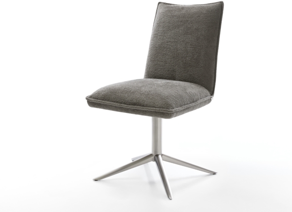 Drehstuhl Lelio-Flex Bouclé Soft Schlamm Fußkreuz Edelstahl 360° drehbar Wippfunktion Taschenfederkern