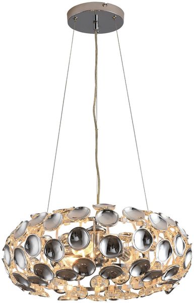 BRILLA Pendelleuchte Ø48CM Chrom Metall Acryl – 3-flammig E14 Hängeleuchte für stilvolle Innenräume