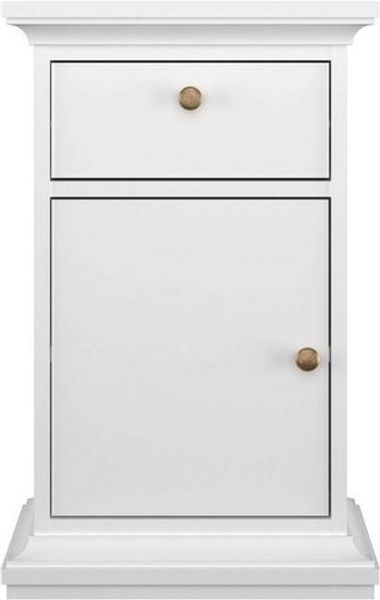 Home affaire Nachtkommode Paris Nachttisch, Nachtschrank, Beistelltisch, mit 1 Tür und 1 Schublade, Stauraum, Kranzprofil, Breite 43,6 cm