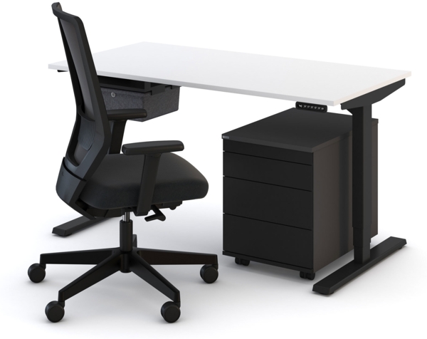 ASSMANN Elektrisch höhenverstellbarer Schreibtisch Y-Line 140x70cm Signalweiß Schwarz Metall Holz Melaminoberfläche Bild 10