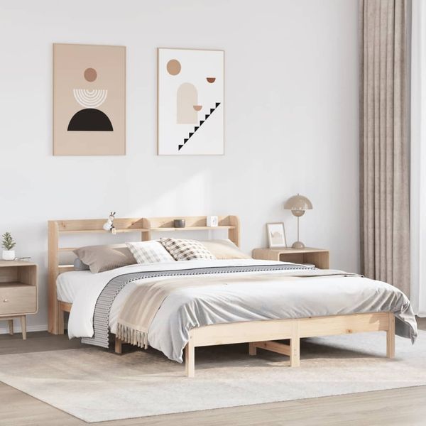 vidaXL Massivholzbett ohne Matratze 135x190 cm Kiefernholz 3306903
