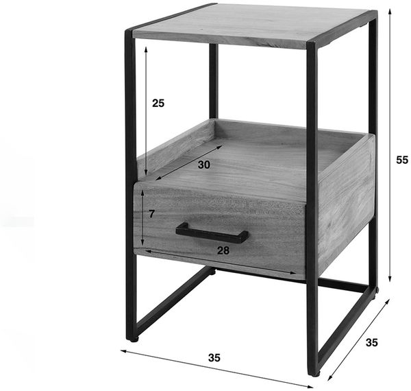 KAWOLA Nachttisch SHER Beistelltisch Akazie natur 1 Schublade 55 x 35 x 35 cm Bild 6