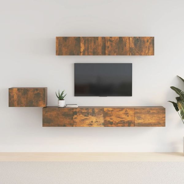 5-tlg. TV-Schrank-Set Räuchereiche Holzwerkstoff [3114435]