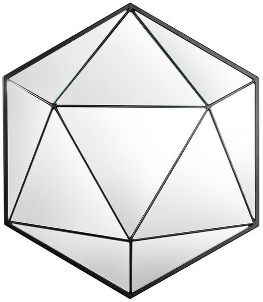 riess-ambiente Dekospiegel DIAMOND 65cm schwarz · Metall · handmade Dekoration (Einzelartikel, 1-St), Lackiertes Eisen · Retro Design · abstrakter Wandspiegel · Sechseck