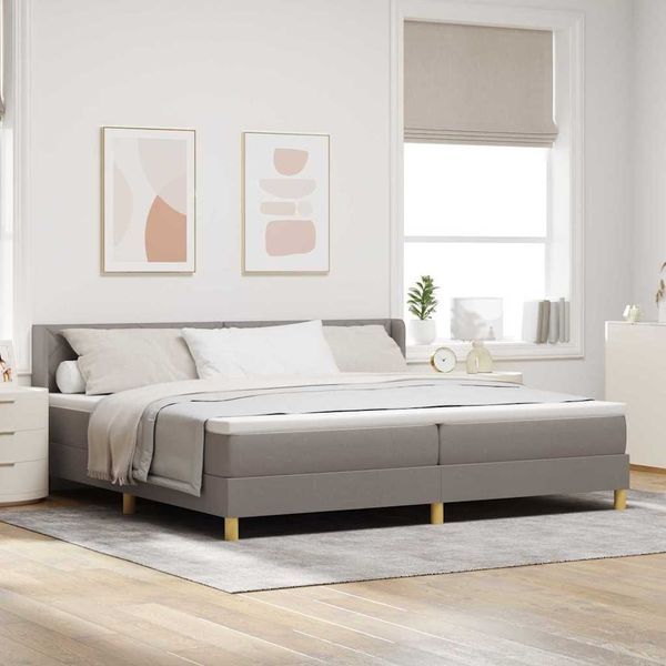vidaXL Boxspringbett mit Matratze Taupe 200 x 200 cm Stoff 3341381