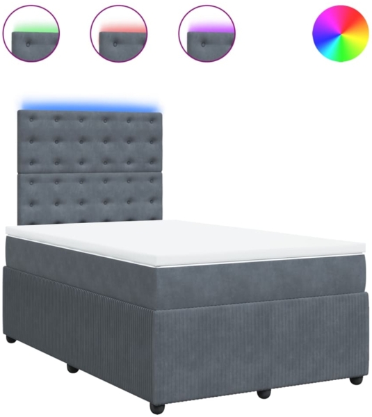 vidaXL Boxspringbett mit Matratze Dunkelgrau 120x190 cm Samt 3294599