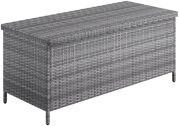 STEELSØN 'Serion' Polyrattan Aufbewahrungsbox 330 Liter, grau-meliert, 140×62×61 cm, wetterfest, Auflagenbox mit Innentasche Bild 10