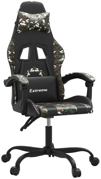 vidaXL Gaming-Stuhl Drehbar Schwarz und Tarnfarben Kunstleder [349602] Bild 2
