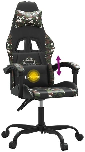 vidaXL Gaming-Stuhl Drehbar Schwarz und Tarnfarben Kunstleder [349602] Bild 11
