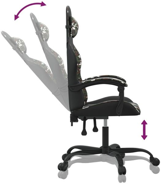 vidaXL Gaming-Stuhl Drehbar Schwarz und Tarnfarben Kunstleder [349602] Bild 10