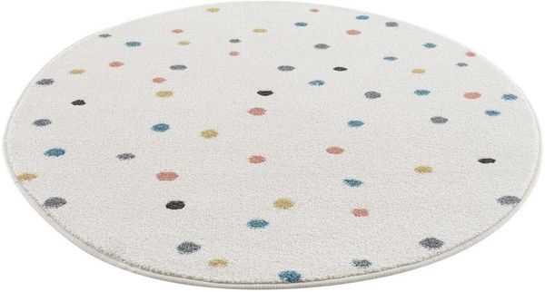 Carpet City Kinderteppich Anime9396, rund, Höhe: 11 mm, Spielteppich, Bunte Punkte, Weicher Flor, Pflegeleicht, Kinderzimmer