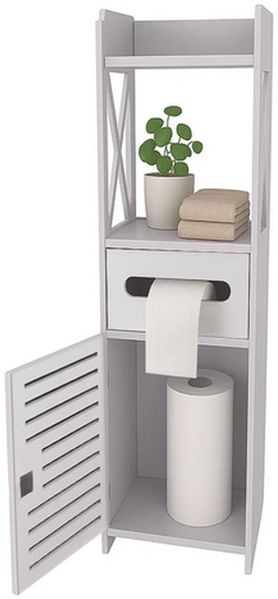 Ruhhy Beistellschrank Badezimmerschrank mit Toilettenpapierhalter (Spar-Set, freistehend) Badezimmerschrank mit Schloss und Schlüssel schützt Kosmetika