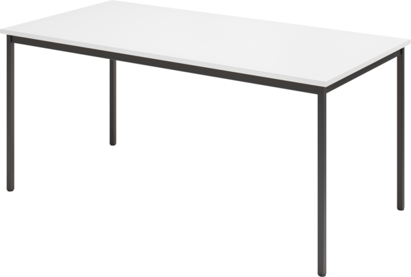 bümö Tisch, Multifunktionstisch 160 x 80 cm in Weiß/Schwarz - Besprechungstisch, Konferenztisch, Meetingtisch, Mehrzwecktisch, Pausentisch, Besprechungsraum, Meetingraum, Pausenraum, VS16-W-D