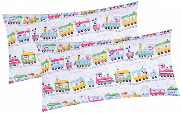 Heubergshop Kissenbezug, (2 Stück), 2er Set 40x80cm Lokomotive Zug Kinder Kissenhülle (EW-Zug-Weiß-40x80)