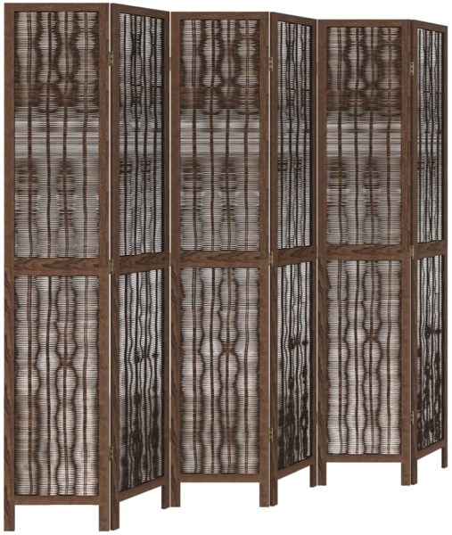 vidaXL 6-tlg. Raumteiler Dunkelbraun Massivholz Paulownia 358667