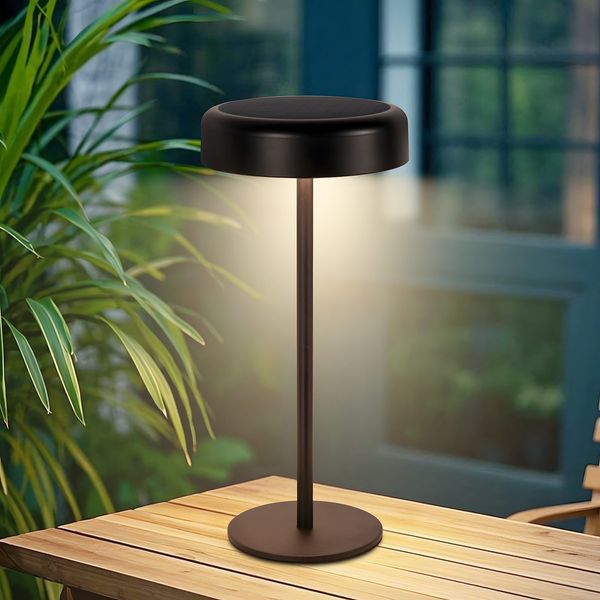 ZMH Solar Nachttischlampe mit Akku – Kabellose LED Nachttischlampe, Aufladbar 3600mAh, Touch – Dimmbar, Schwarz, Lampe mit USB Akku, Solarleuchten für Modernes Wohnzimmer, Outdoor