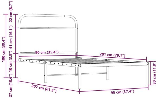 vidaXL Bettgestell ohne Matratze 90x200 cm Sonoma-Eiche Holzwerkstoff 4100251 Bild 9
