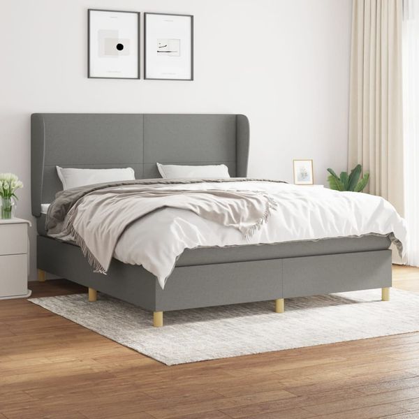Boxspringbett mit Matratze Stoff Dunkelgrau 160x200 cm, Härtegrad: H2 [3128374]