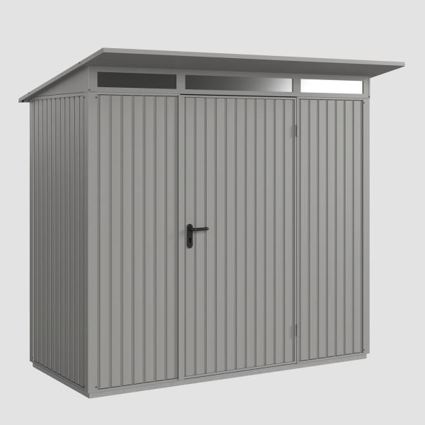 Hörmann Ecostar Metall-Gerätehaus Trend mit Pultdach Typ 1, 108x238 cm , graualuminium, 2,6 m²,1-flüglige Tür