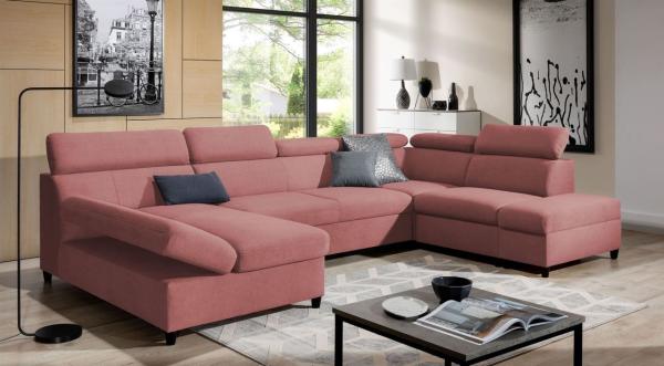 Wohnlandschaft Schlafsofa Sofa ANTON in Stoff Esito Rosa Ottomane Links