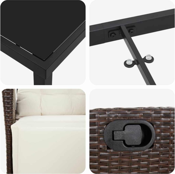 vidaXL Garten Essgruppe 5 pcs Braun Poly Rattan 3380543 Bild 8