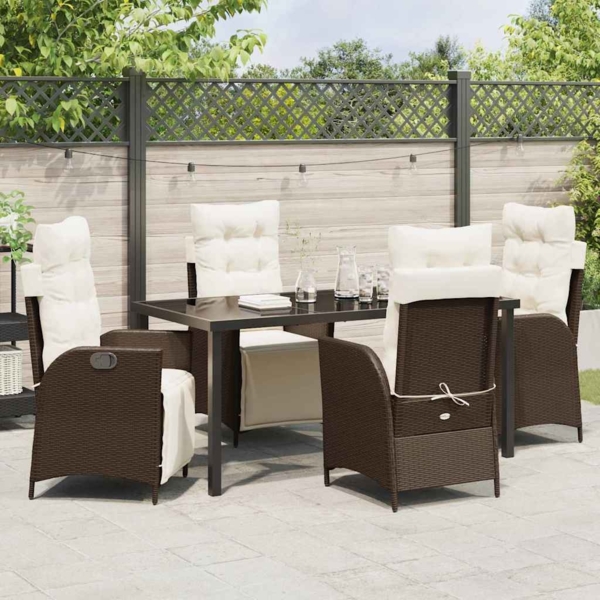 vidaXL Garten Essgruppe 5 pcs Braun Poly Rattan 3380543 Bild 3