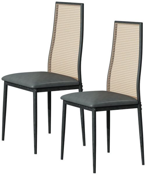 Furnishings Home Hochlehner Esszimmerstuhl Rattanstuhl (2er-Set) (2 St), 2 tlg. Hohe Rückenlehne, Sitzfläche aus Rattan