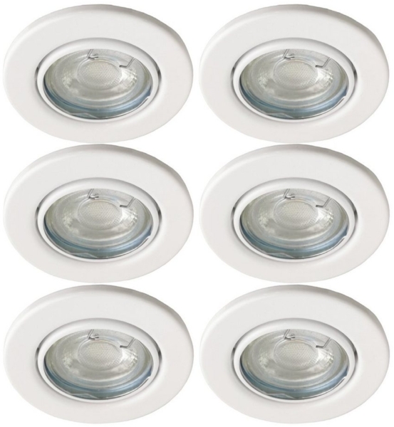 TRANGO LED Einbauleuchte, 3-Stufen dimmbar, 6er Set LED Einbaustrahler 6729-066MO6KSD in Weiß Rund incl. 3-Stufen dimmbar Ultra Flach LED Modul, 6000K Tageslicht (kalt-weiss), Deckenspot, Einbauspot, Deckenleuchte Bild 1