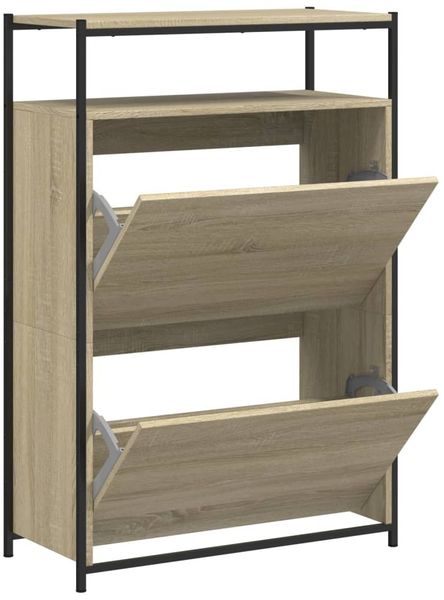 Schuhschrank, Schuhkipper für Flur, modern Sonoma-Eiche 75x34x112 cm Holzwerkstoff
